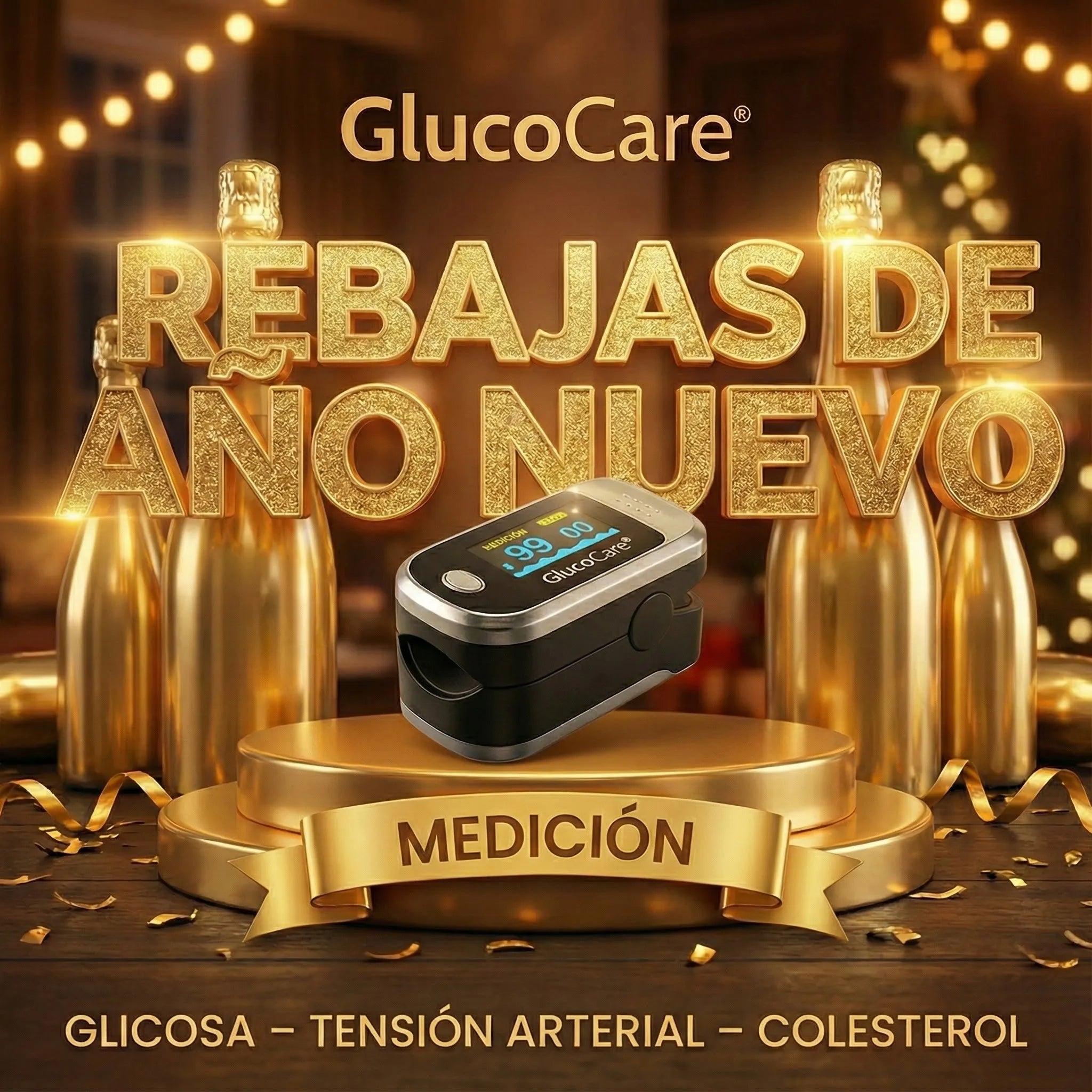GlucoCare™ 3 en 1 Mide glucosa, colesterol y presión arterial sin dolor + ENVÍO GRATIS